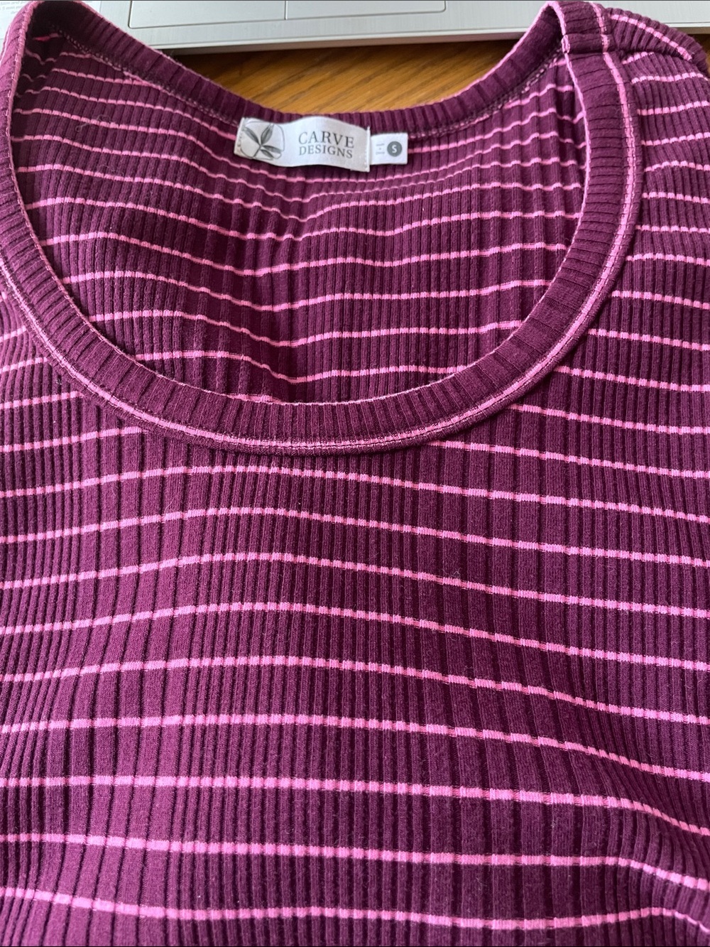 Carve Designs Purple Top with Pink Stripes Size Small NEW without Tags
